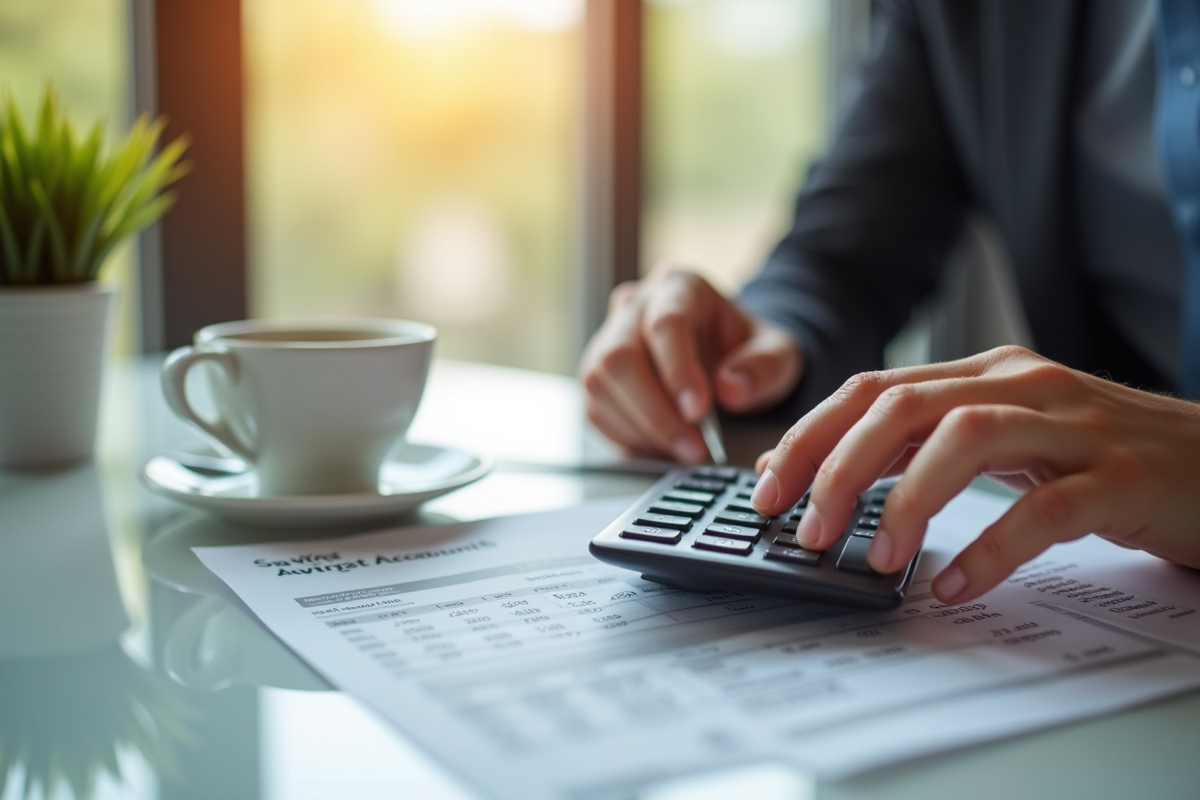 Mains utilisant une calculatrice avec un relevé d