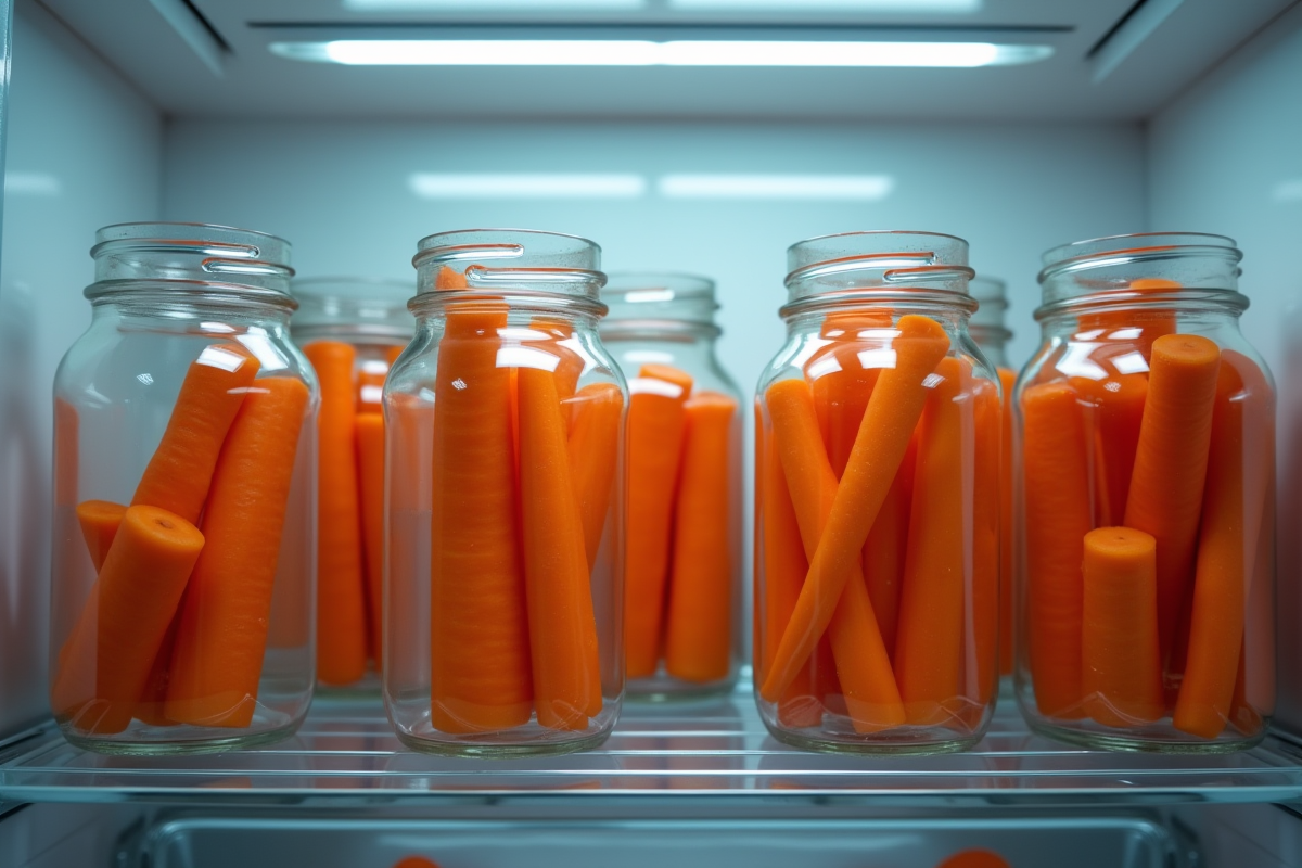 Carottes tranchées dans des bocaux d
