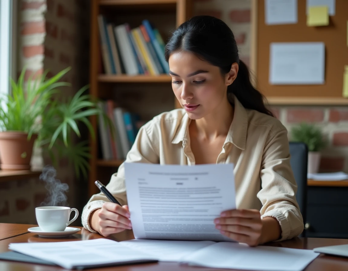 Femme étudiant seule le document PDF des 100 questions réponses pour préparer son entretien de naturalisation française