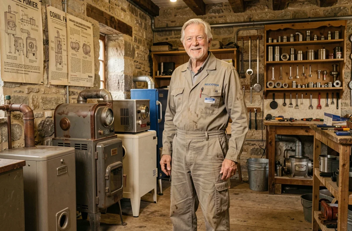 Technicien chevronné de l'entreprise historique Gibert Pierre et Fils spécialisée en chauffage dans le 47