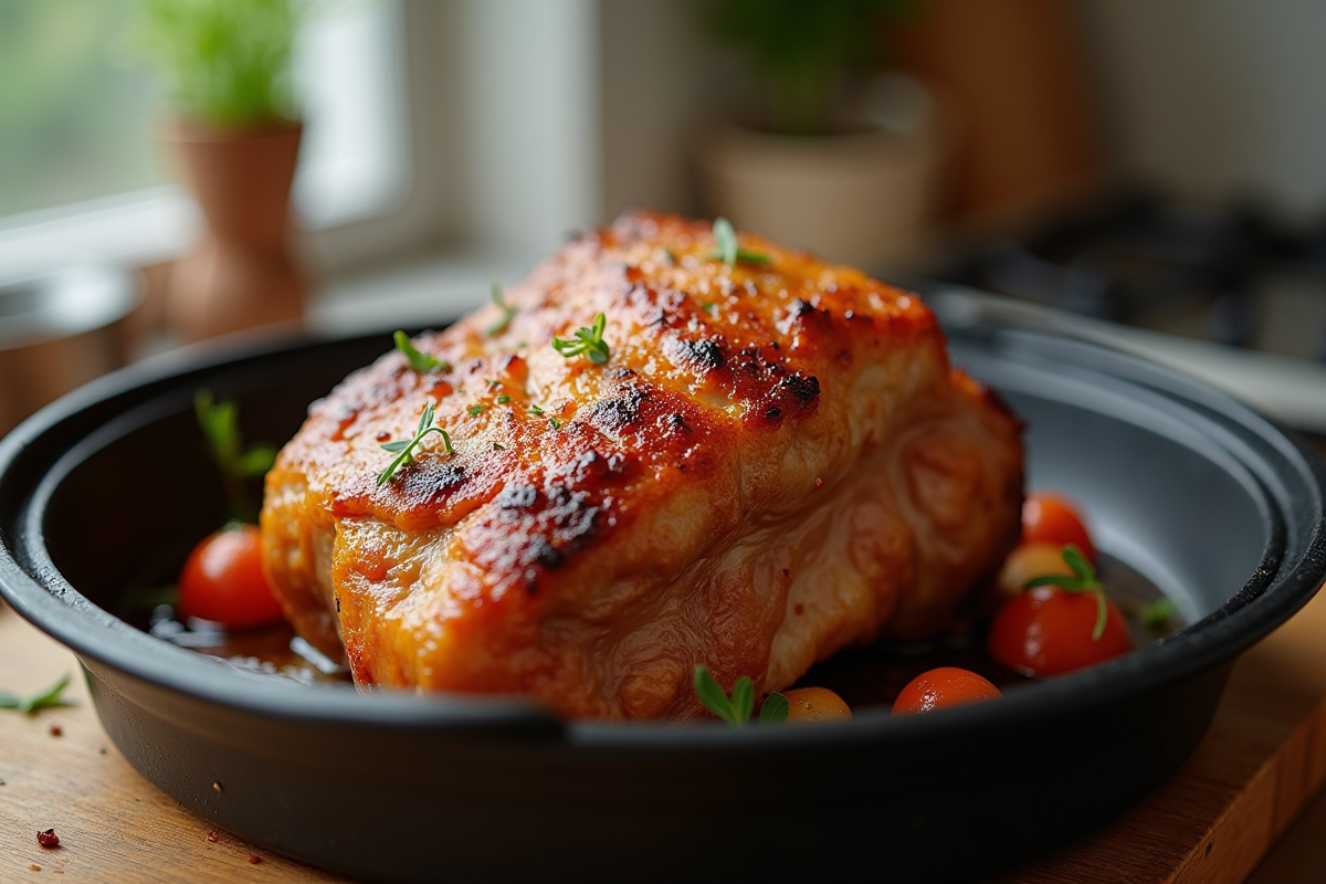 Rôti de veau dans un air fryer avec croûte dorée