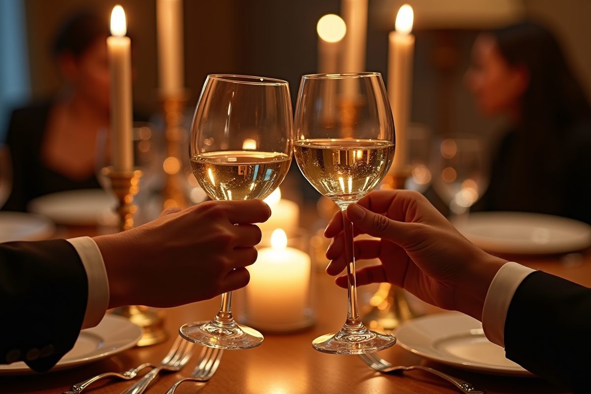 Deux mains trinquant avec des verres lors d